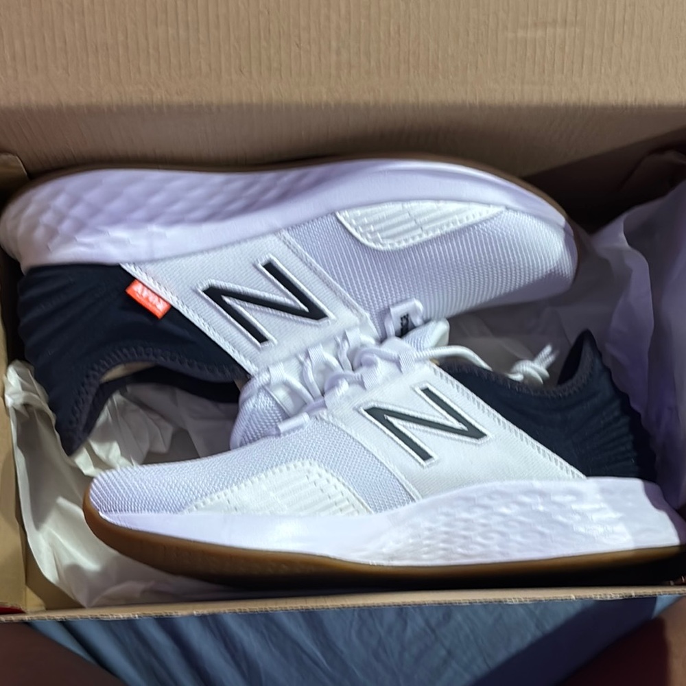 New Balance White and Black Athletic Shoes
